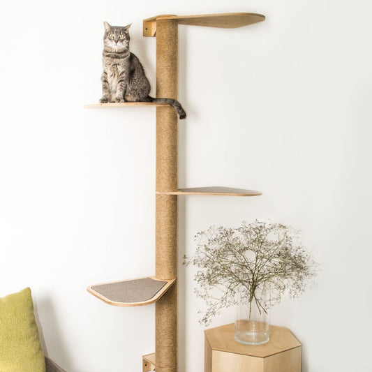 Cat Tree Wall Mounted Tall Scratching Post And Climbing Tower